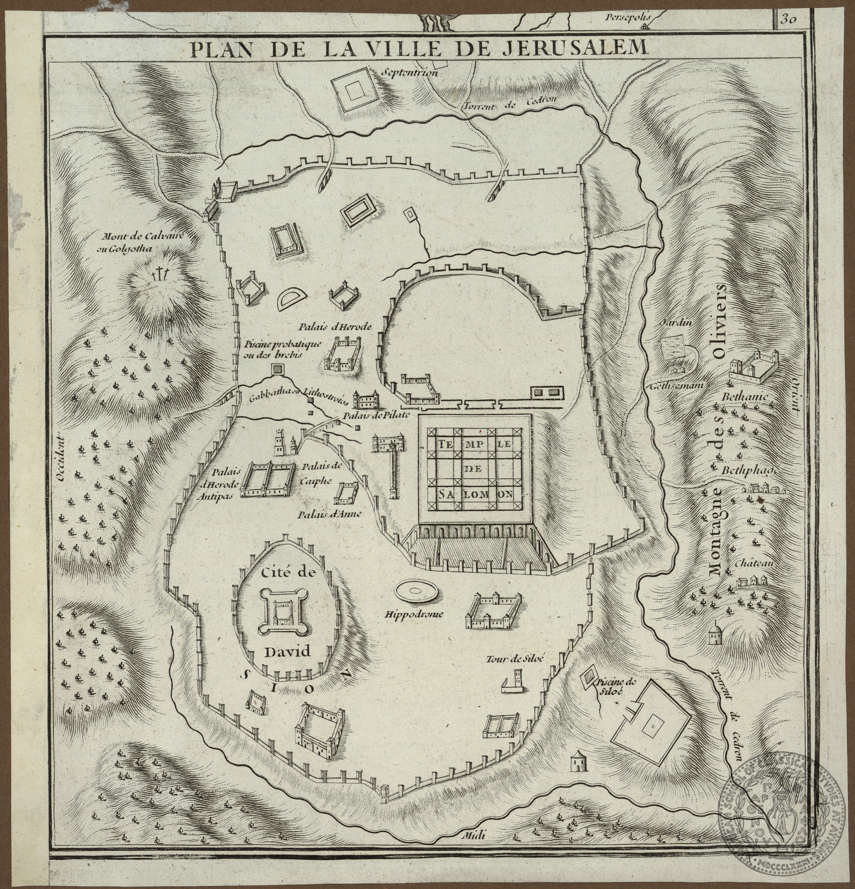 Plan de la ville de Jerusalem.